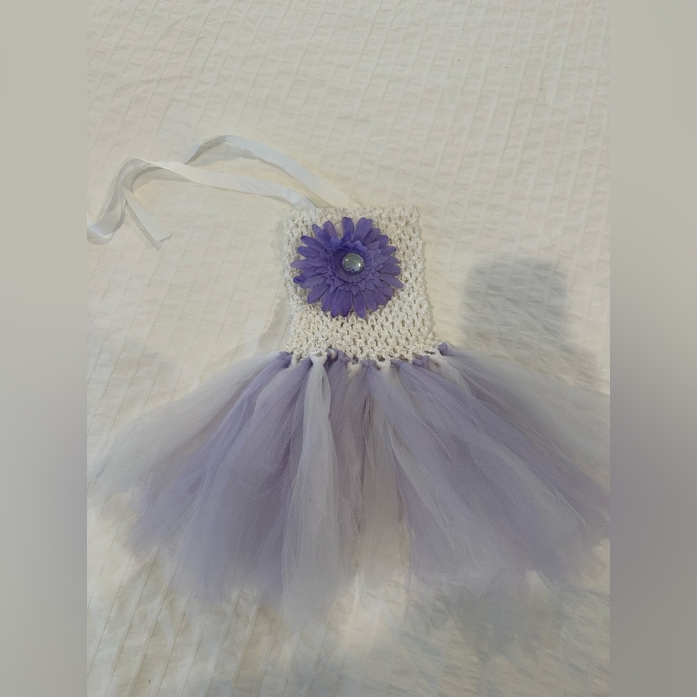 Lilac  and white Tutu Dress size newborn